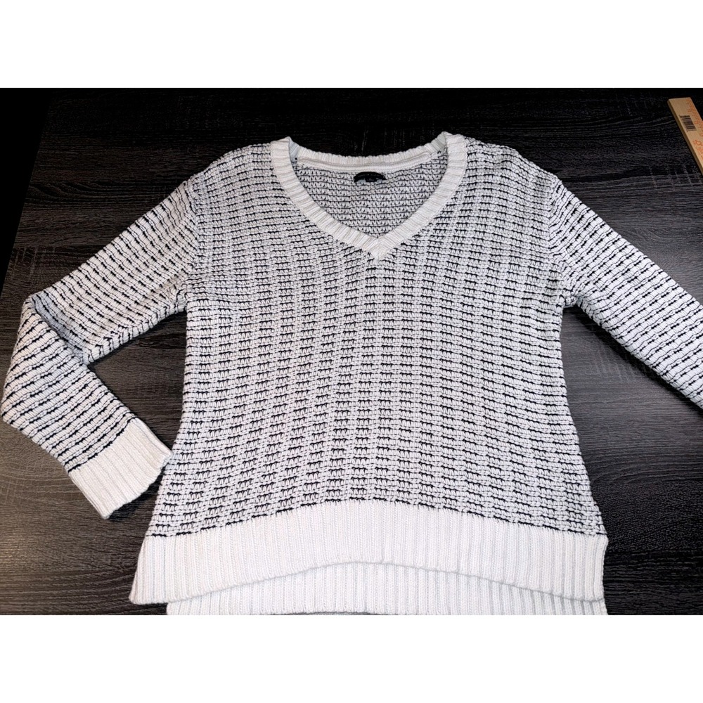 Tommy Hilfiger Sweater Womens XL V Neck Stripe Knit Coastal Grandma Preppy